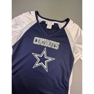 Dallas Cowboys Authentic Women's Bedazzled Game Day Jersey Blue Size LARGE - EUC